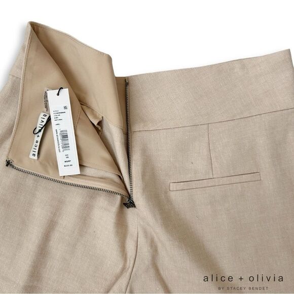 Alice + Olivia **NWT** Donald High Waisted Linen High Waisted Short in Natural - Picture 12 of 12